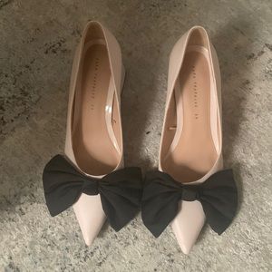 Zara light pink + bow chunky heels!